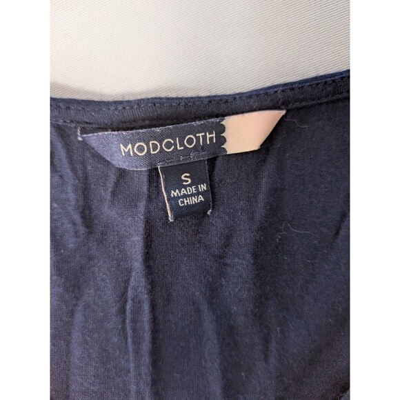 Modcloth Midi Dress Small Lively Dialogue Short Sleeve V-Neck Stretch Jersey - Picture 6 of 12